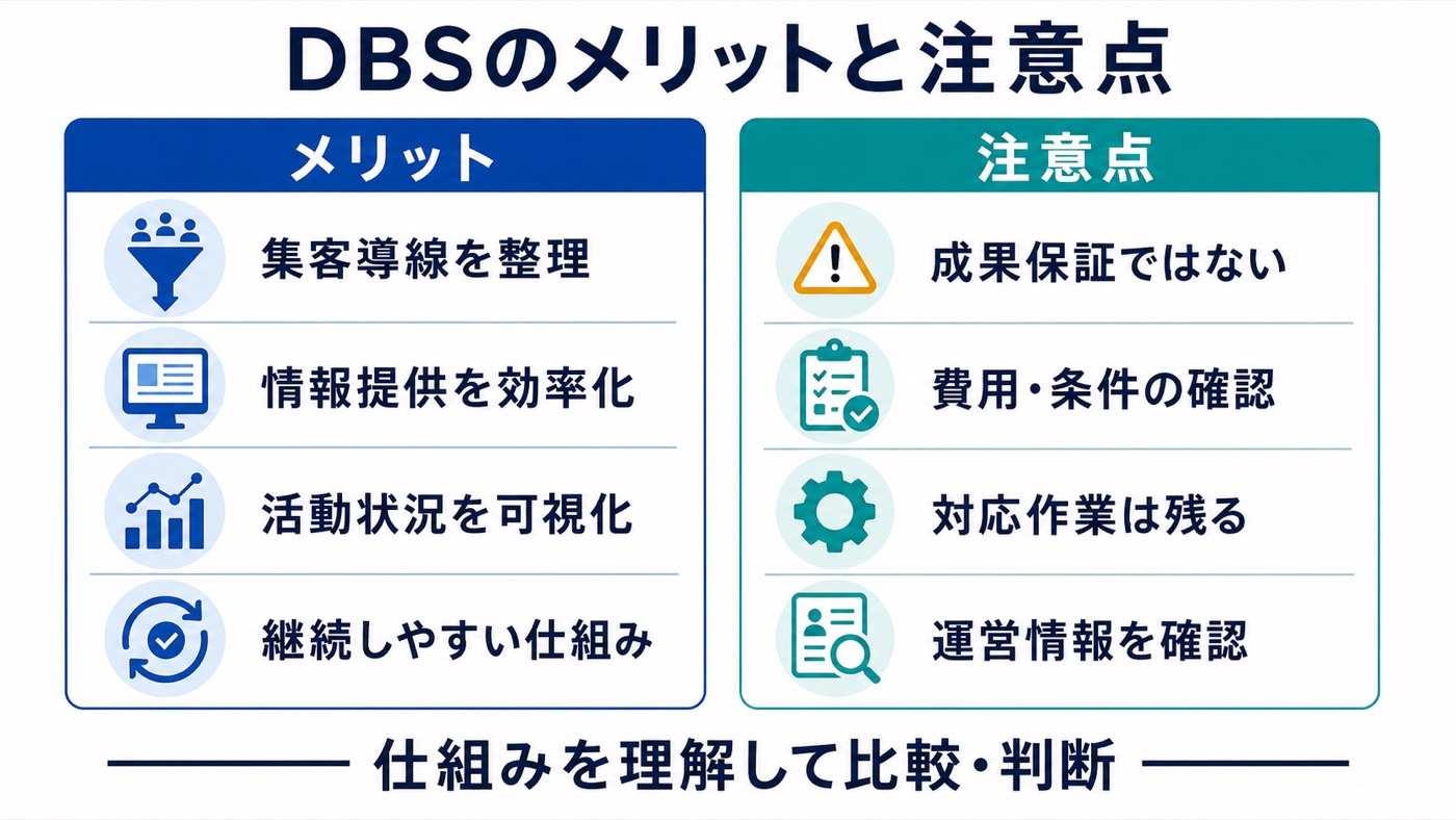 DBSのメリットと注意点を比較した図解
